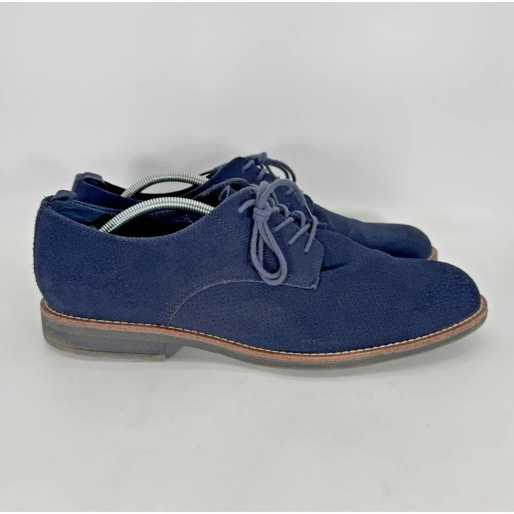 G.H. Bass & Co. Jesse Suede Derby Men's 11.5M Navy Blue Perforated Leather Shoes